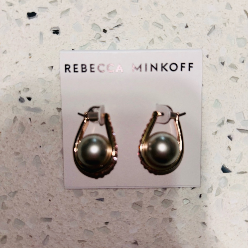 Rebecca Minkoff Gold Hoop Earrings With Pearls 10$